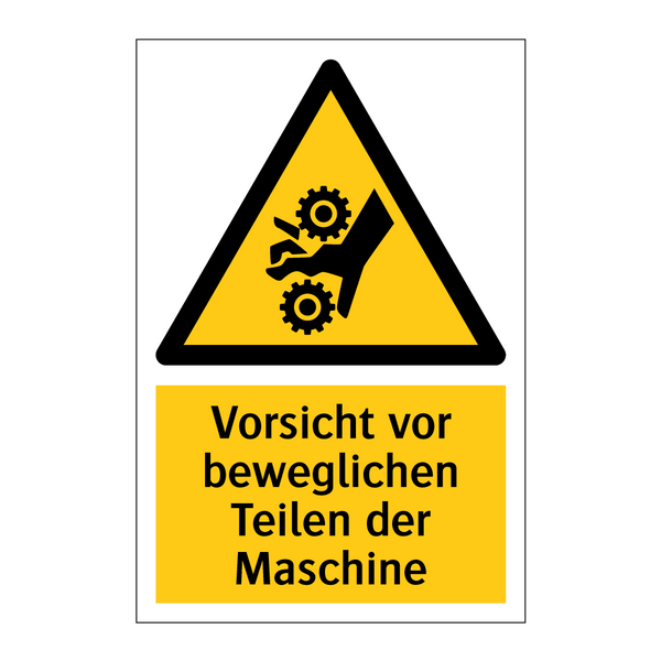 Vorsicht vor beweglichen Teilen der Maschine