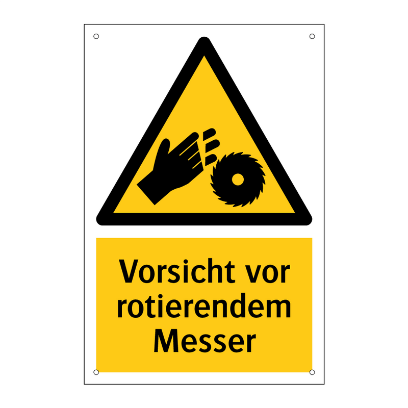 Vorsicht vor rotierendem Messer