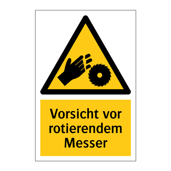 Vorsicht vor rotierendem Messer