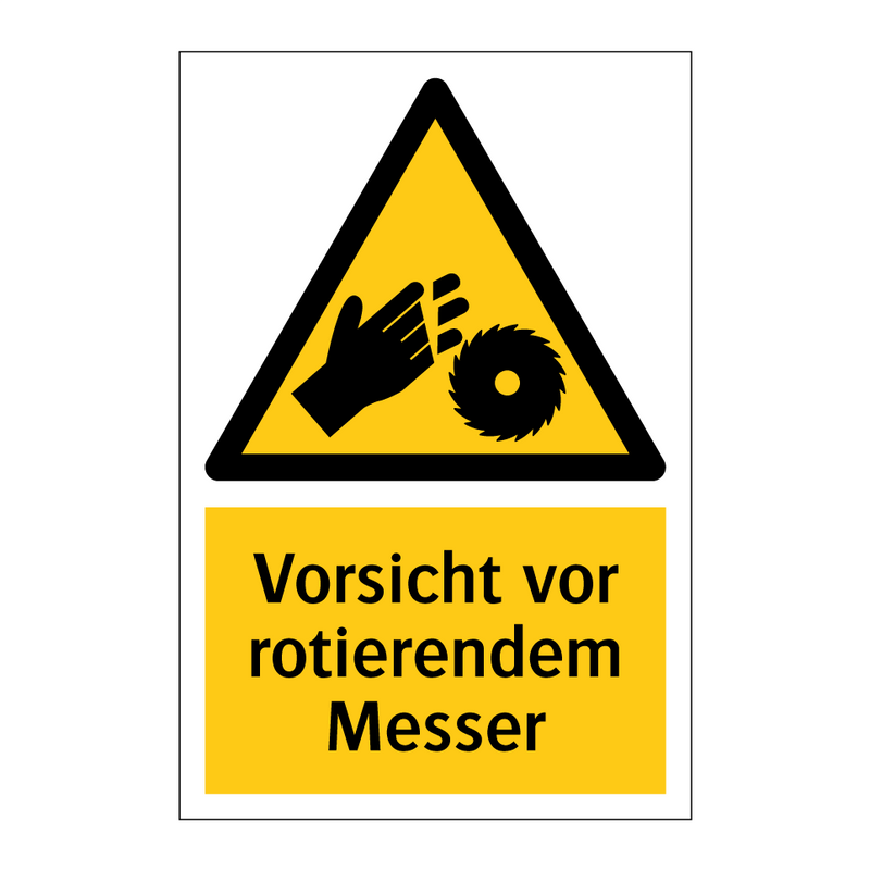 Vorsicht vor rotierendem Messer