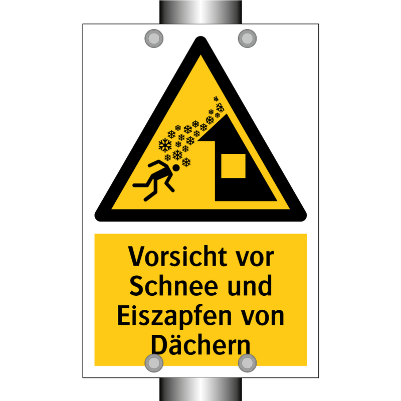 Vorsicht vor Schnee und Eiszapfen von Dächern
