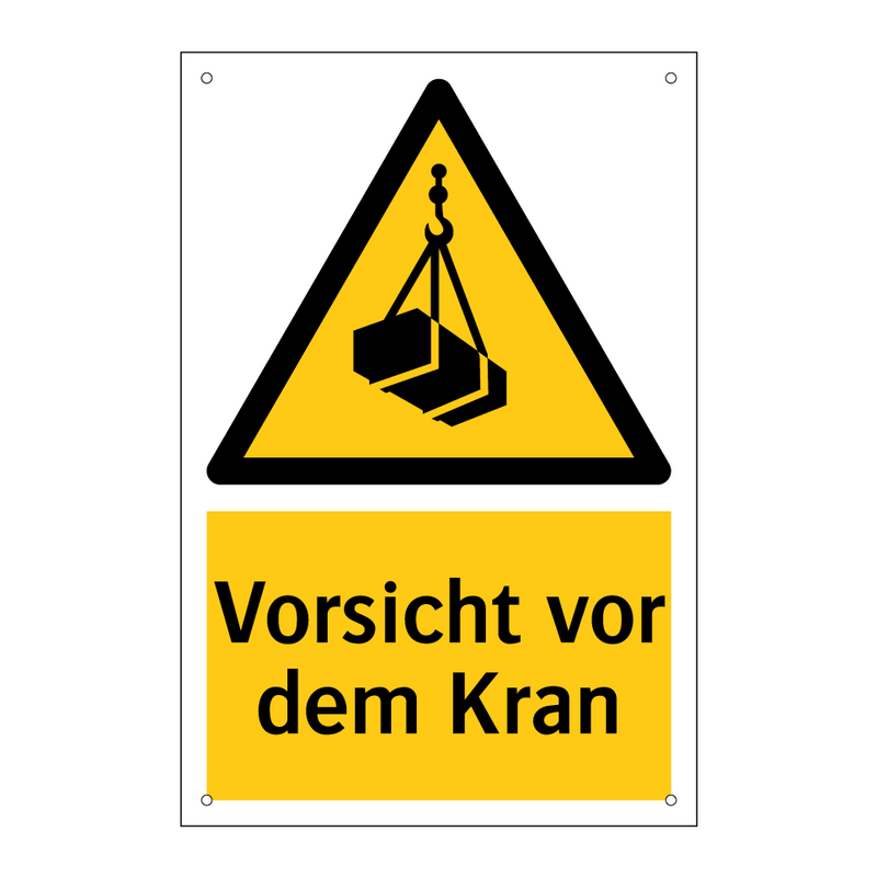 Vorsicht vor dem Kran
