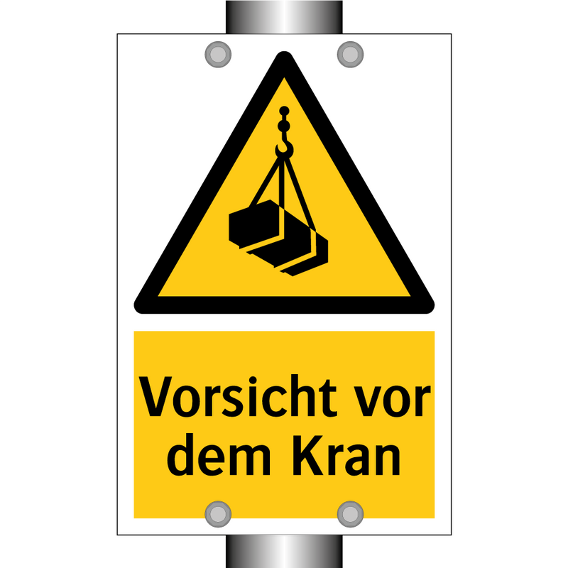 Vorsicht vor dem Kran