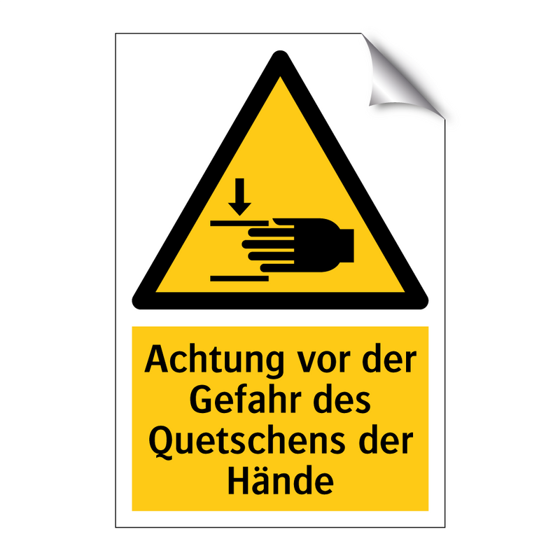 Achtung vor der Gefahr des Quetschens der Hände