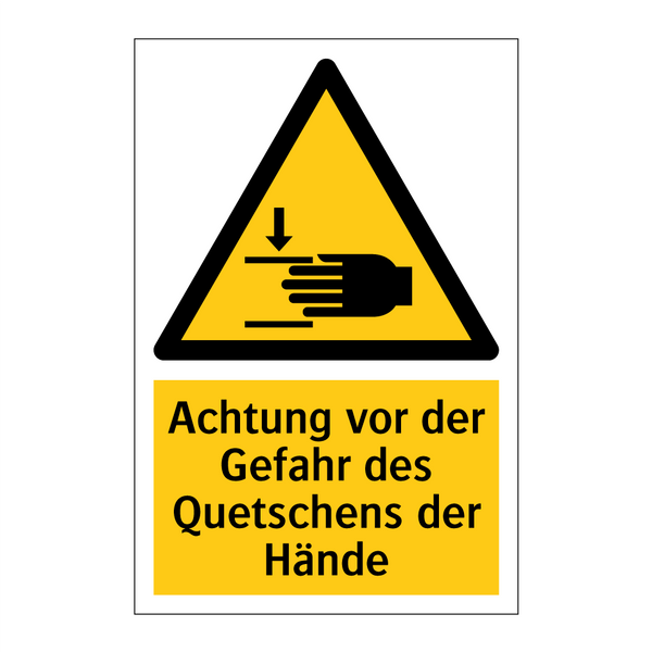 Achtung vor der Gefahr des Quetschens der Hände
