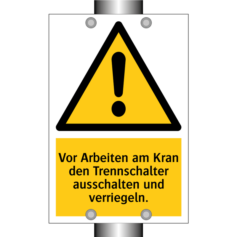 Vor Arbeiten am Kran den Trennschalter ausschalten und verriegeln.