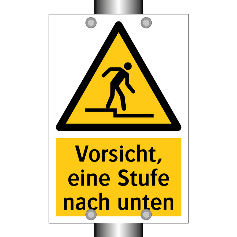 Vorsicht, eine Stufe nach unten