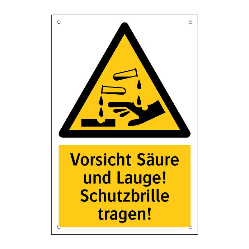 Vorsicht Säure und Lauge! Schutzbrille tragen!