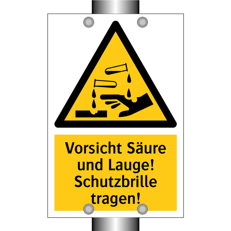 Vorsicht Säure und Lauge! Schutzbrille tragen!