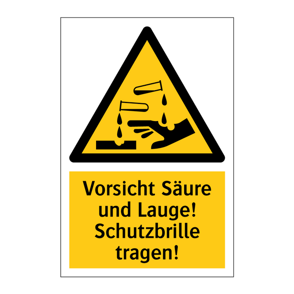 Vorsicht Säure und Lauge! Schutzbrille tragen!