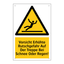 Vorsicht Erhöhte Rutschgefahr Auf Der Treppe Bei Schnee Oder Regen!