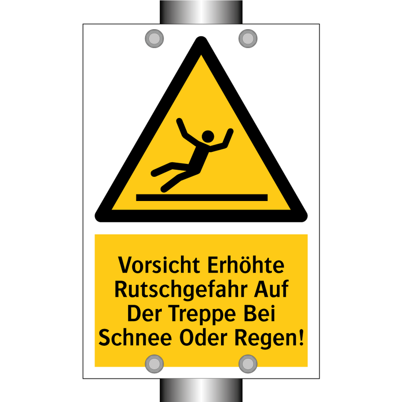 Vorsicht Erhöhte Rutschgefahr Auf Der Treppe Bei Schnee Oder Regen!