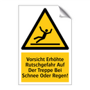 Vorsicht Erhöhte Rutschgefahr Auf Der Treppe Bei Schnee Oder Regen!