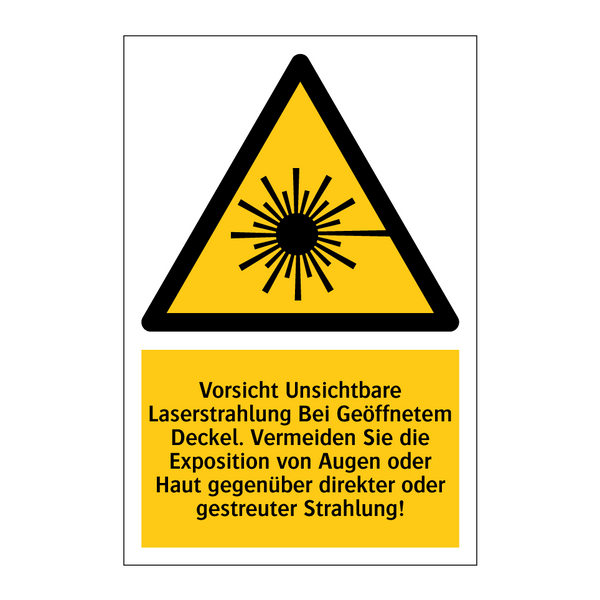 Vorsicht Unsichtbare Laserstrahlung Bei Geöffnetem Deckel. Vermeiden Sie die Exposition von Augen oder Haut gegenüber direkter oder gestreuter Strahlung!