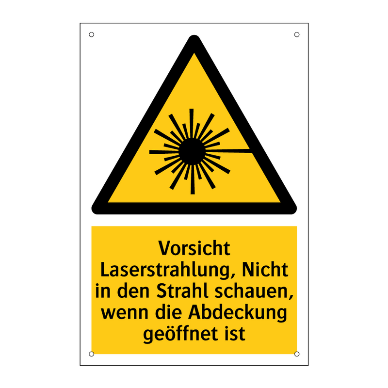 Vorsicht Laserstrahlung, Nicht in den Strahl schauen, wenn die Abdeckung geöffnet ist