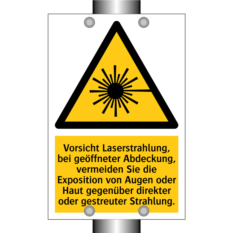 Vorsicht Laserstrahlung, bei geöffneter Abdeckung, vermeiden Sie die Exposition von Augen oder Haut gegenüber direkter oder gestreuter Strahlung.