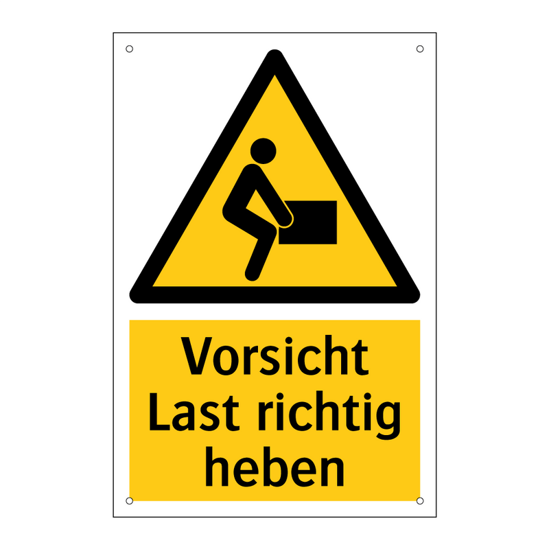 Vorsicht Last richtig heben