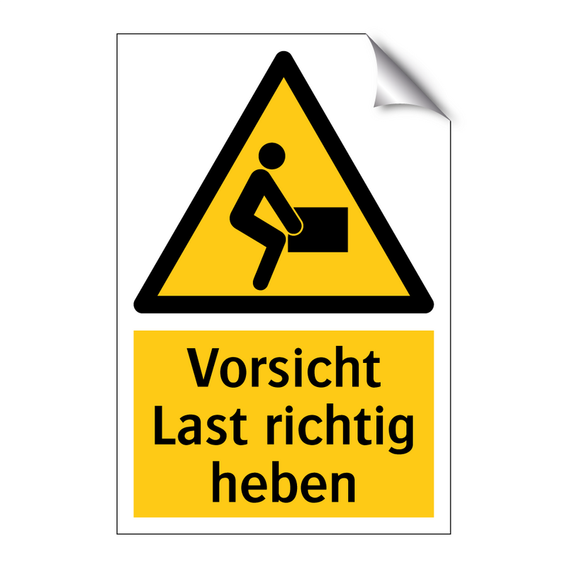 Vorsicht Last richtig heben