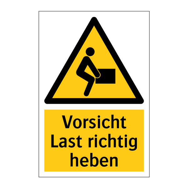 Vorsicht Last richtig heben