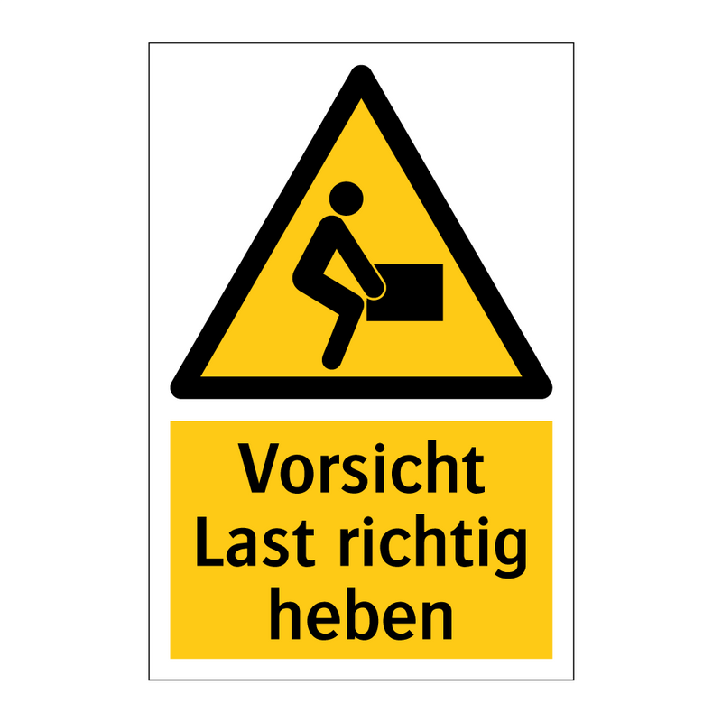 Vorsicht Last richtig heben