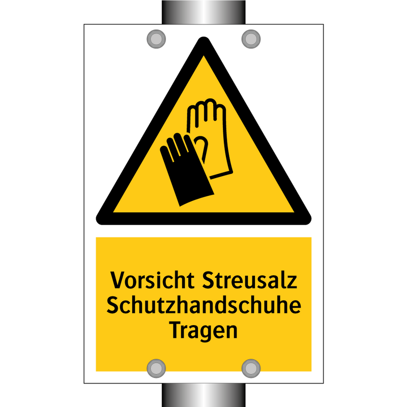Vorsicht Streusalz Schutzhandschuhe Tragen