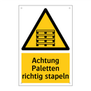 Achtung Paletten richtig stapeln