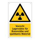 Vorsicht Lagerstätte für Brennstäbe und spaltbares Material