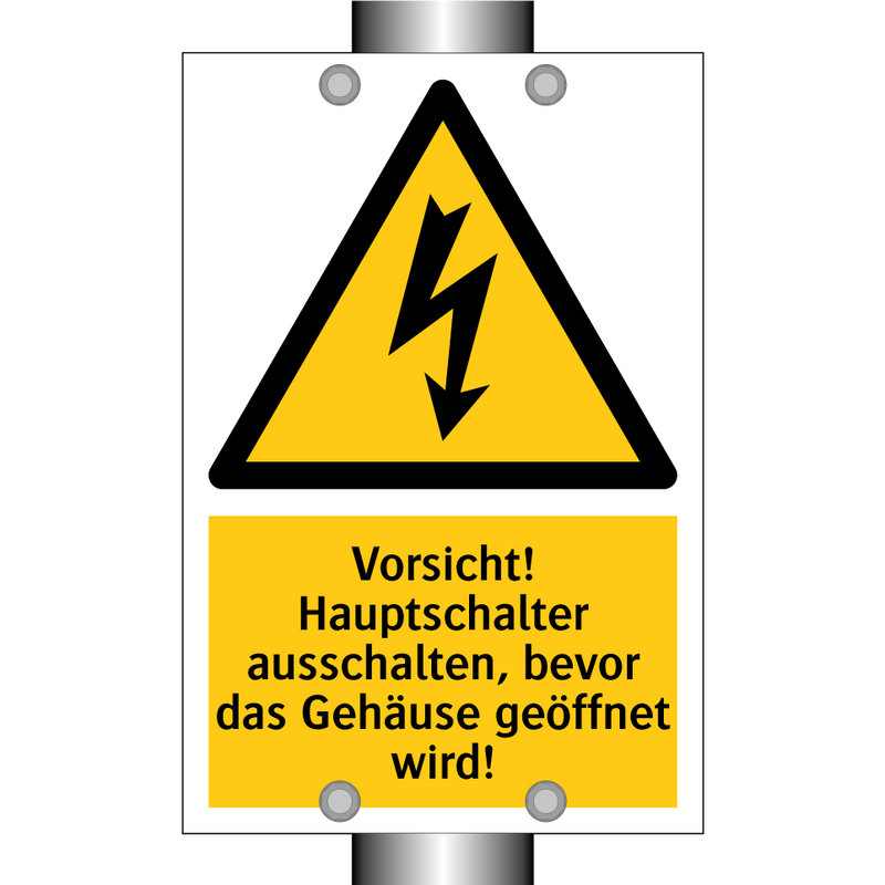 Vorsicht! Hauptschalter ausschalten, bevor das Gehäuse geöffnet wird!