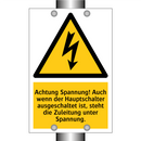 Achtung Spannung! Auch wenn der Hauptschalter ausgeschaltet ist, steht die Zuleitung unter Spannung.