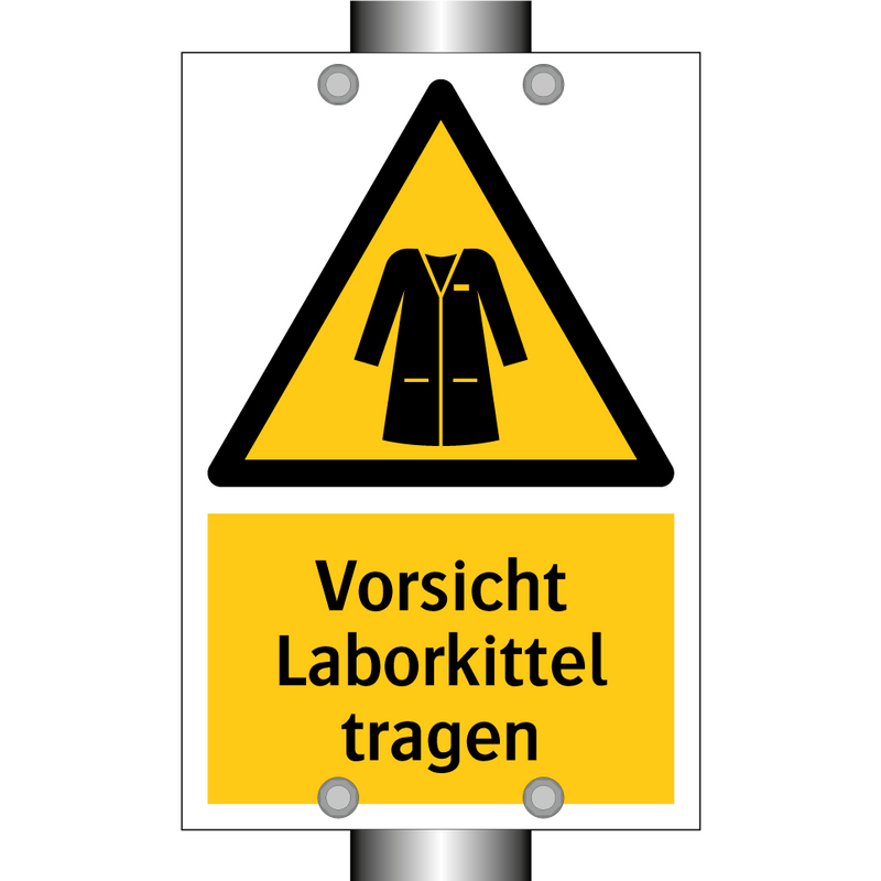 Vorsicht Laborkittel tragen