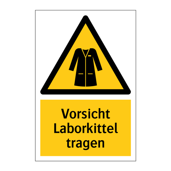 Vorsicht Laborkittel tragen