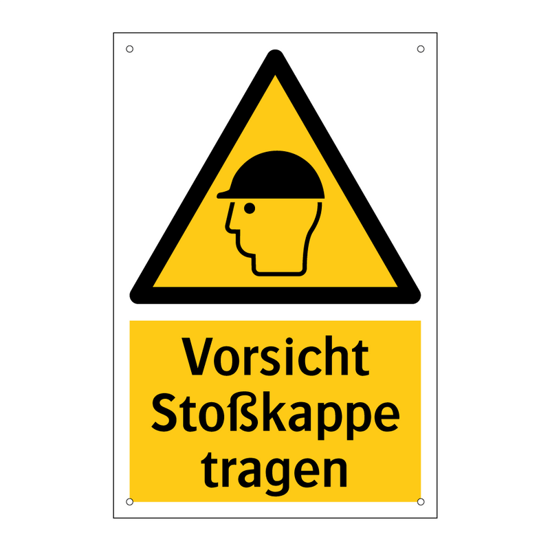 Vorsicht Stoßkappe tragen