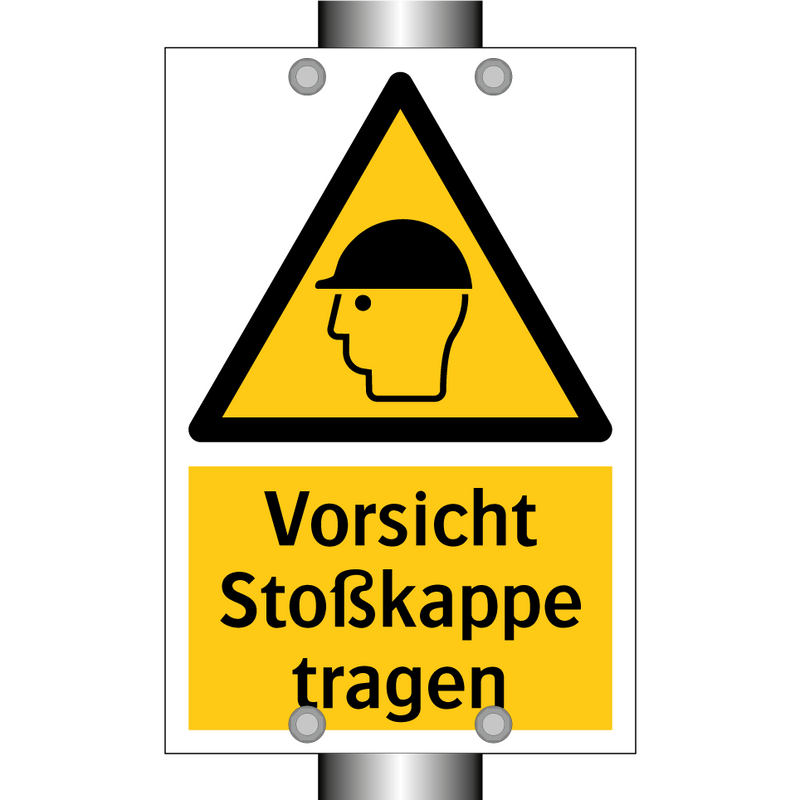 Vorsicht Stoßkappe tragen
