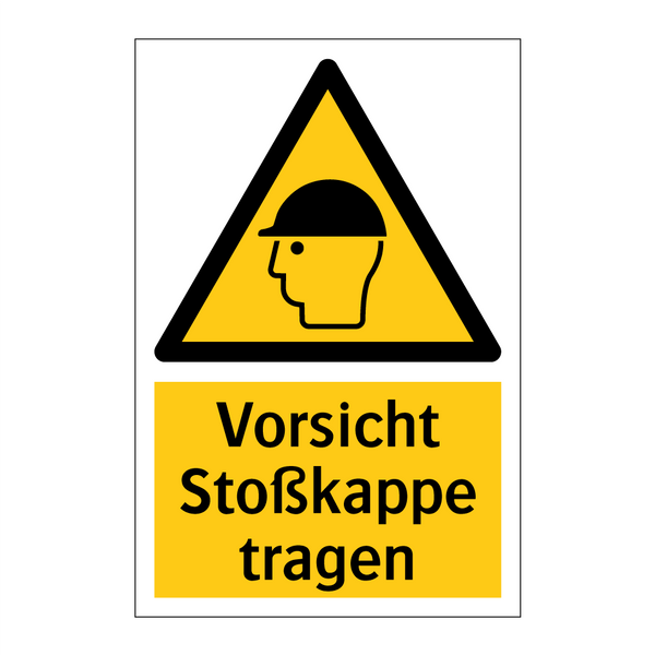 Vorsicht Stoßkappe tragen