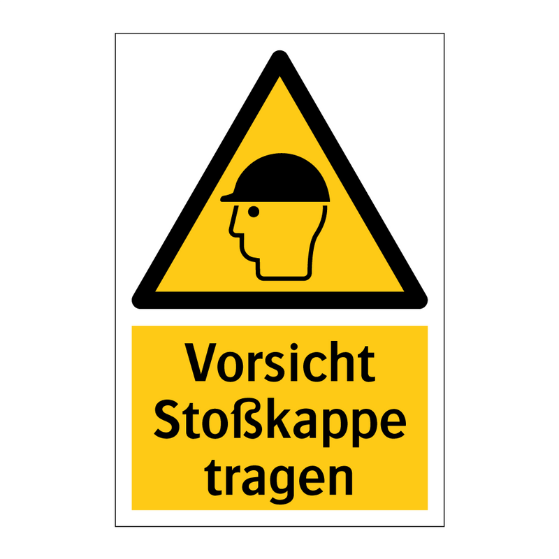 Vorsicht Stoßkappe tragen