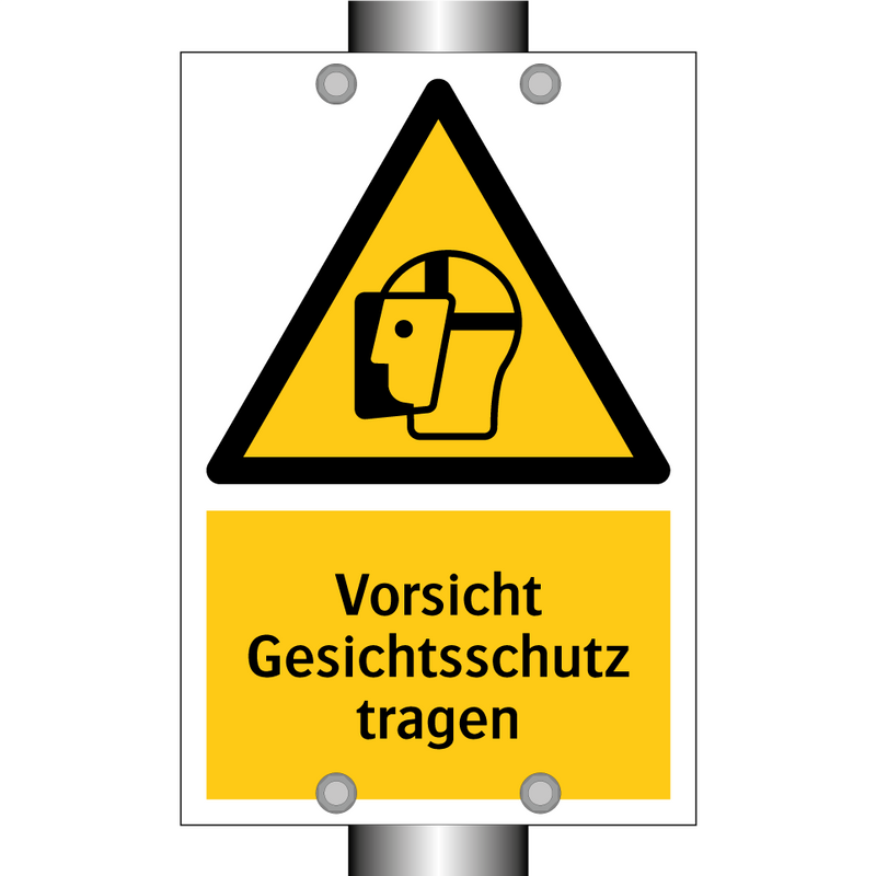 Vorsicht Gesichtsschutz tragen