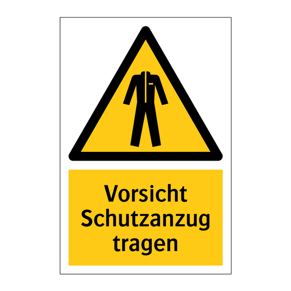 Vorsicht Schutzanzug tragen