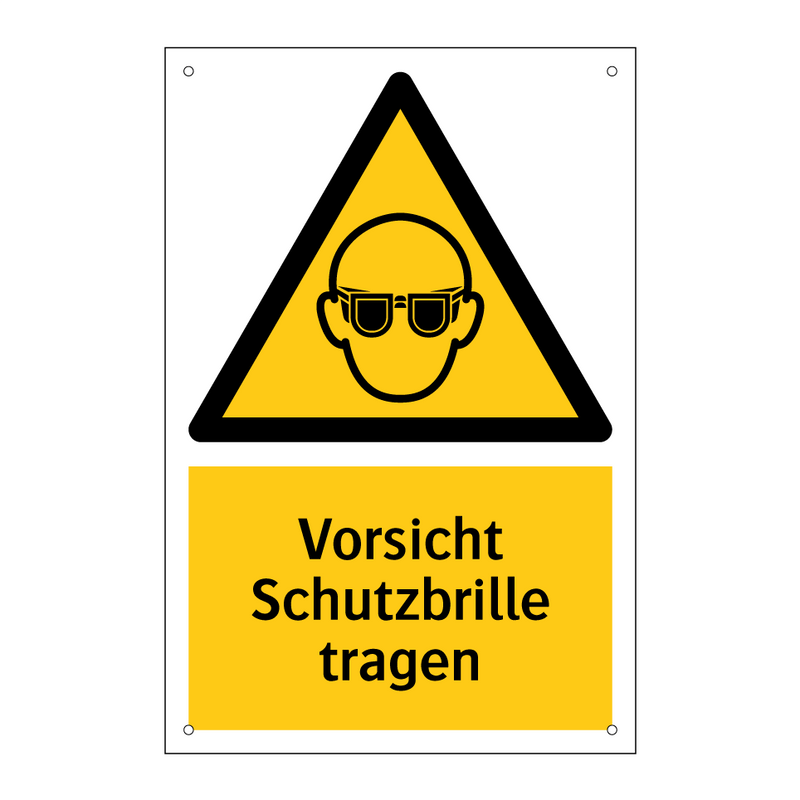 Vorsicht Schutzbrille tragen