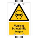 Vorsicht Schutzbrille tragen