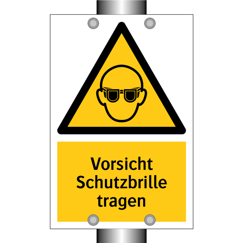 Vorsicht Schutzbrille tragen