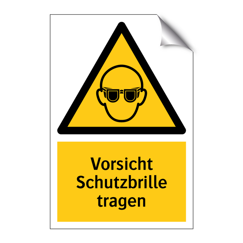 Vorsicht Schutzbrille tragen