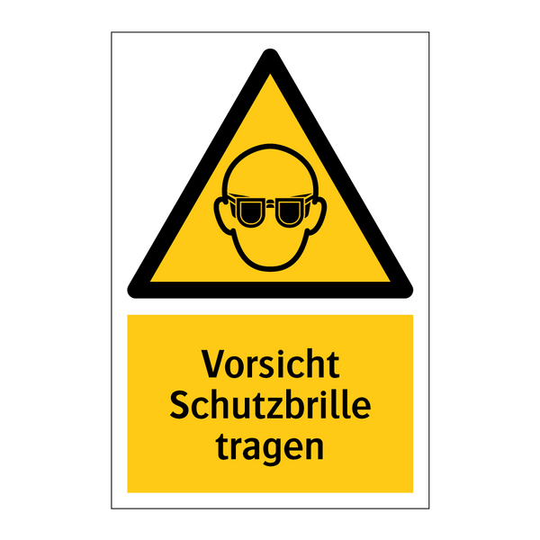 Vorsicht Schutzbrille tragen