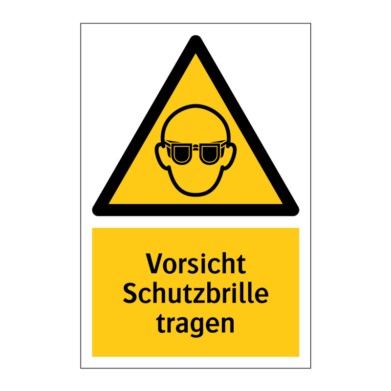 Vorsicht Schutzbrille tragen