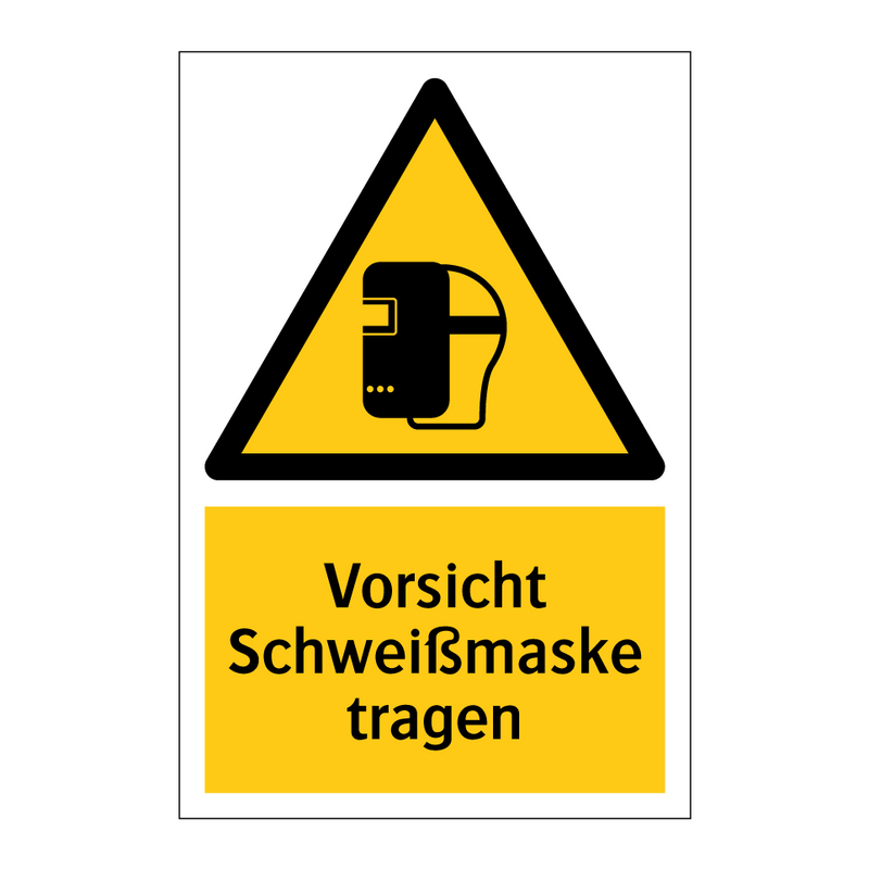 Vorsicht Schweißmaske tragen