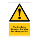 Vorsicht beim Betreten des Silos Erstickungsgefahr!