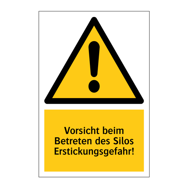 Vorsicht beim Betreten des Silos Erstickungsgefahr!
