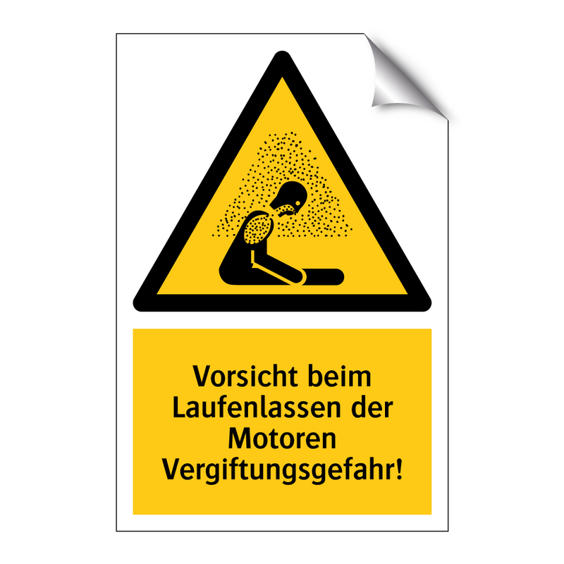 Vorsicht beim Laufenlassen der Motoren Vergiftungsgefahr!