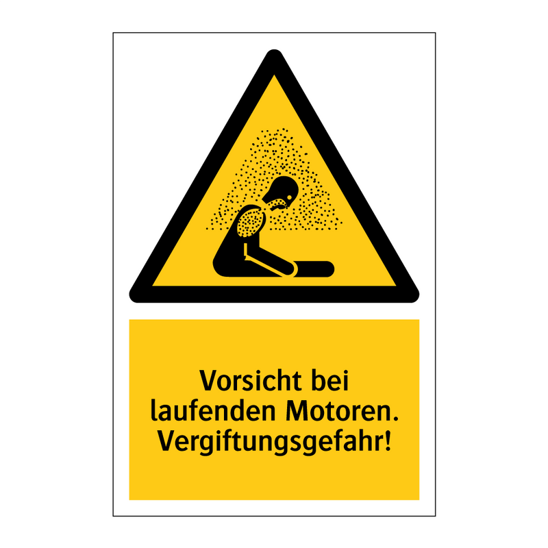 Vorsicht bei laufenden Motoren. Vergiftungsgefahr!