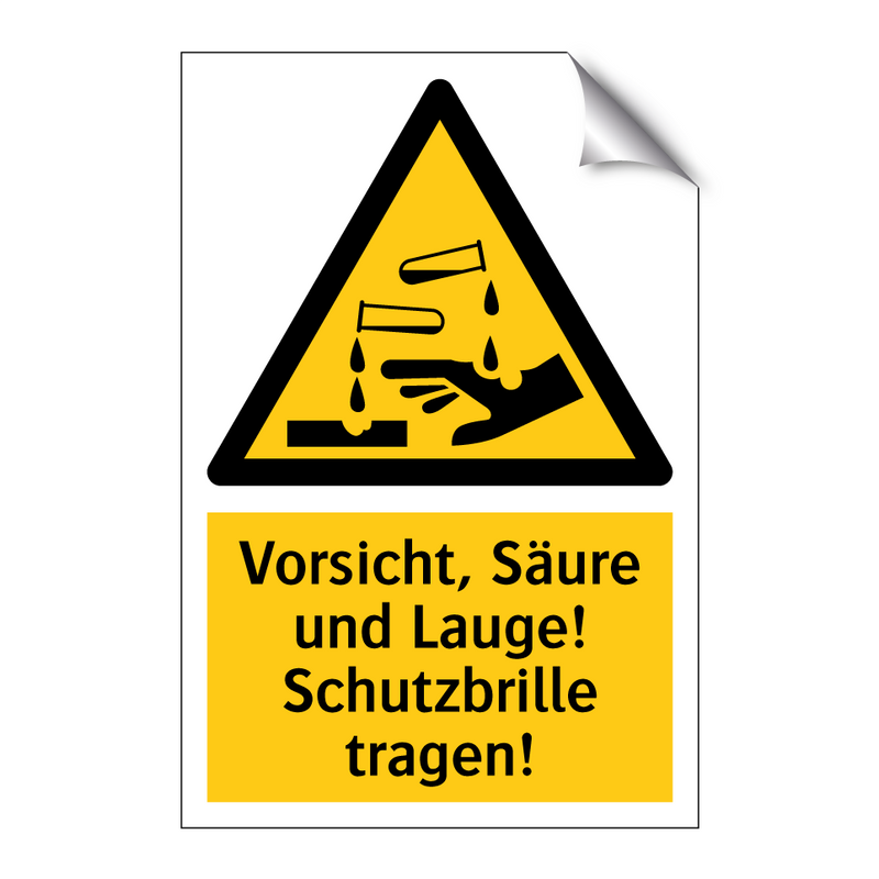Vorsicht, Säure und Lauge! Schutzbrille tragen!