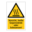 Vorsicht, heiße Gegenstände oder Substanzen!